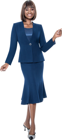 Terramina 9003 navy blue skirt suit