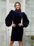 Why Dress D210036 blue velvet dres