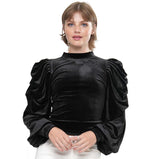 Why Dress T210048 black puff sleeve top