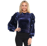 Why Dress T210048 blue puff sleeve top