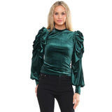 Why Dress T210048 green puff sleeve top