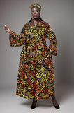 Ankara African Print Bell Sleeve Maxi Dress