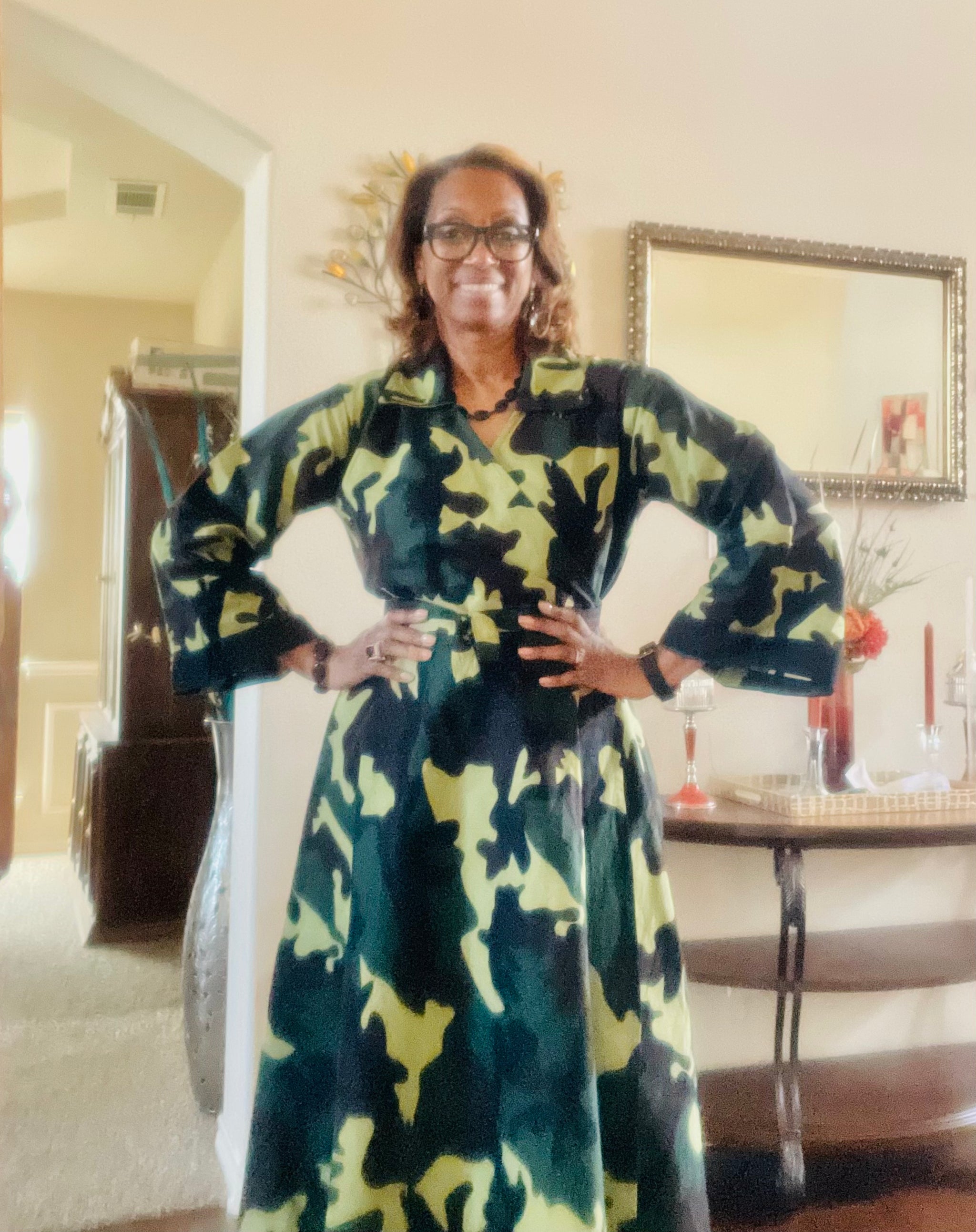 Camouflage Wrap Dress Diva s Den Fashion LLC