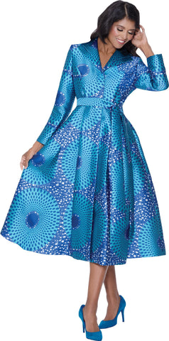 Dresses by Nubiano 100401 blue African print maxi dress