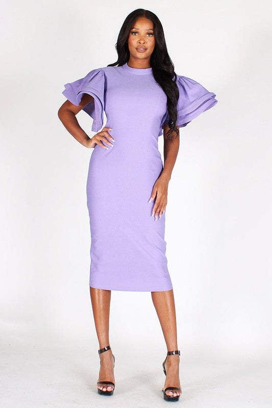 Butterfly Sleeve Midi Dress – Diva's Den Fashion, LLC