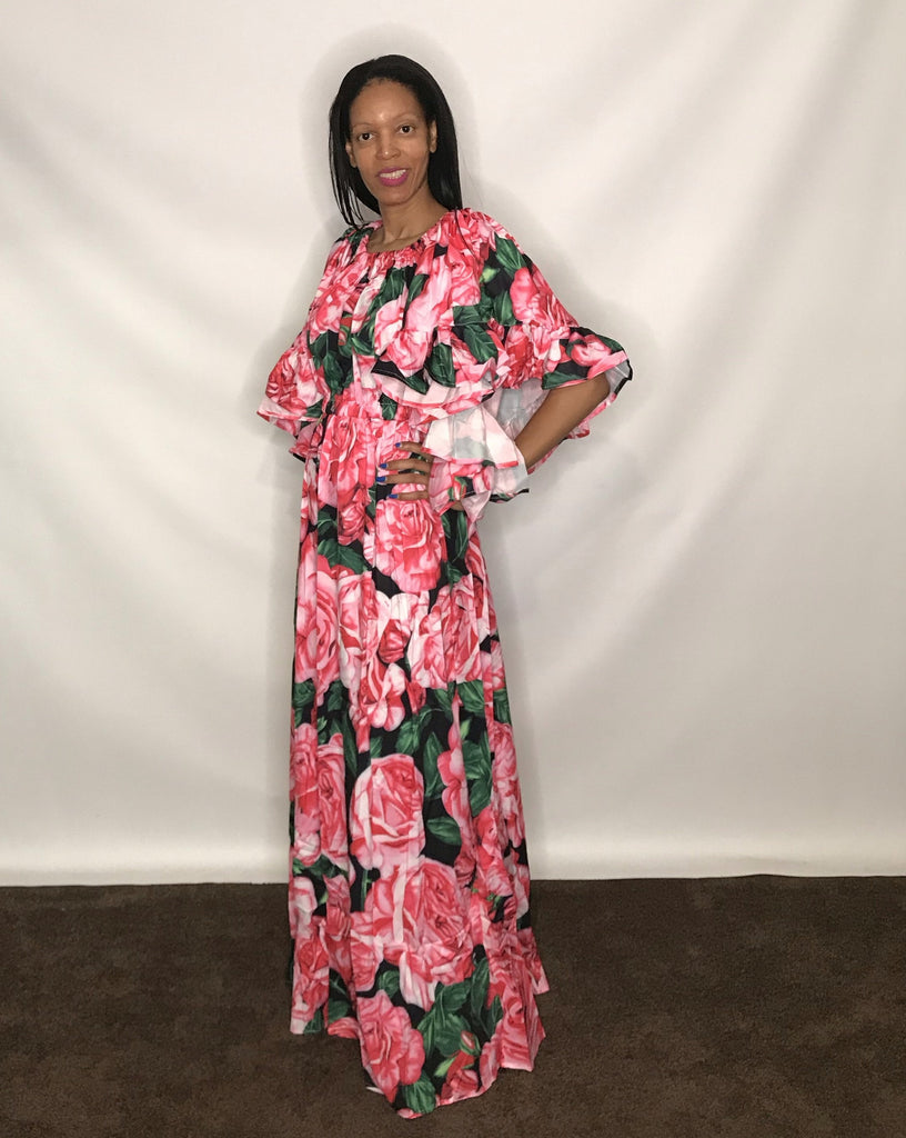 Flower Print Maxi Dress – Diva's Den Fashion, LLC