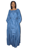 Puff Sleeve Denim Maxi Dress