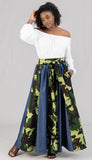 Denim Camo Print Maxi Skirt